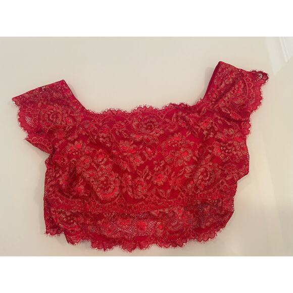 Cacique Red Floral Bralette 22/24 Off the Shoulder - Picture 1 of 4